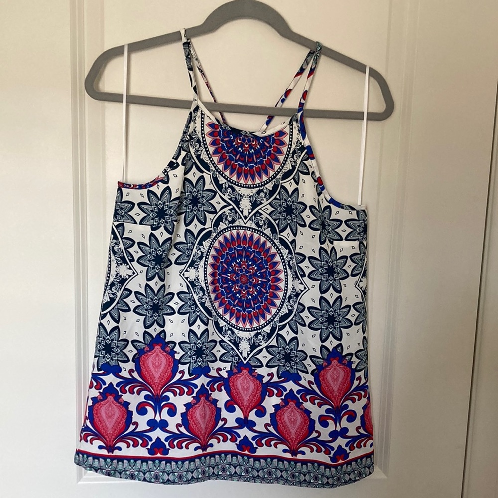 High Neck Mandala Pattern Tank Top